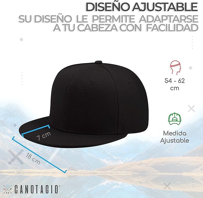 Foto 4 pulgar | Gorra  Ajustable Con Visera Plana Color Negra