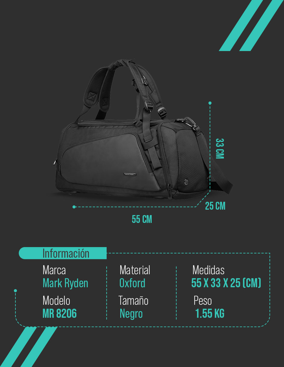 Foto 7 pulgar | Maleta Deportiva Mark Ryden Negro