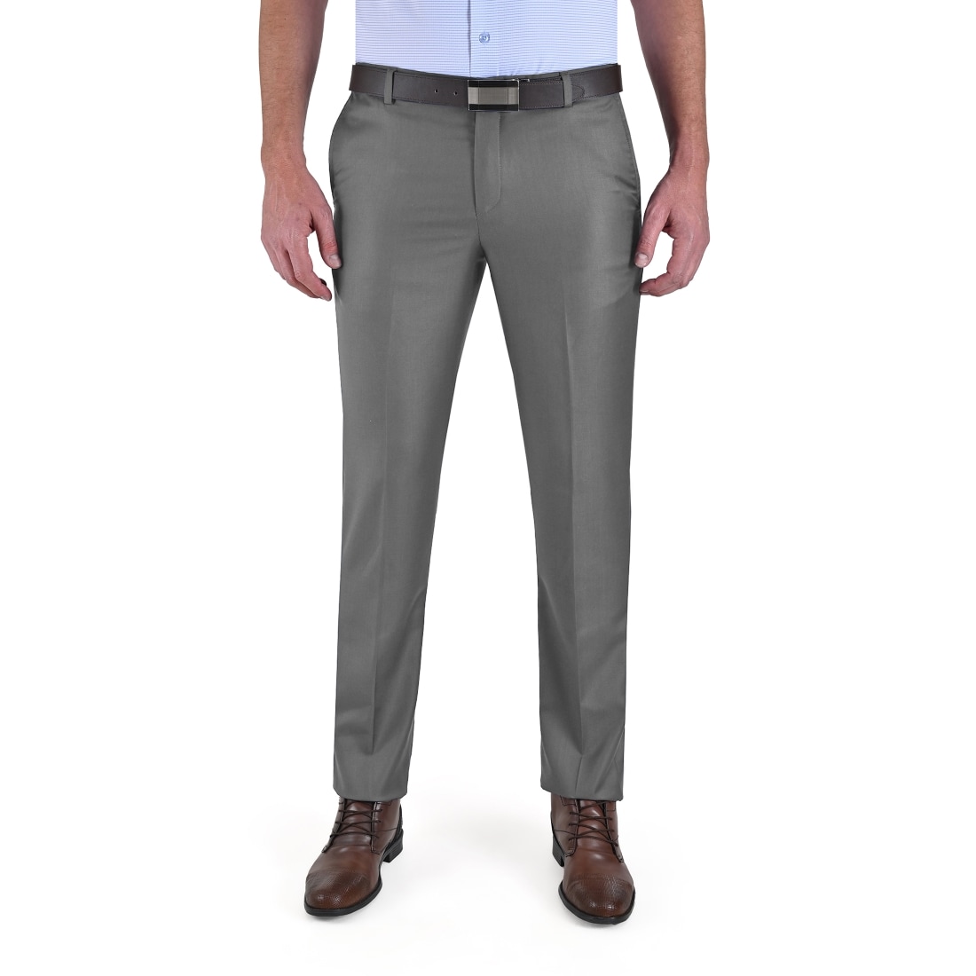 Pantalón De Vestir Yale Sin Pinzas Cintura Ajustable  Modern Slim Fit 2402 Gris Oxford $859