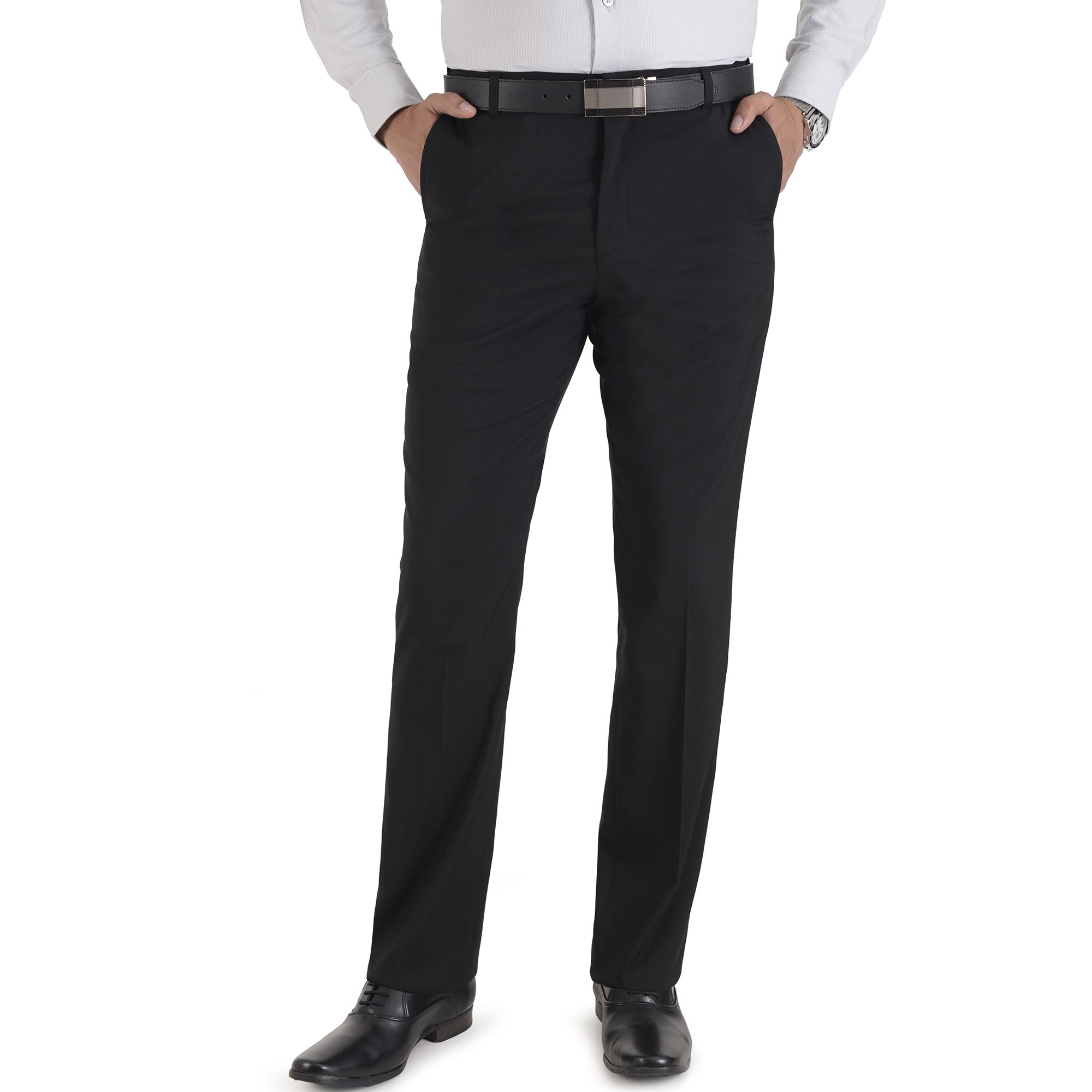 Foto 2 pulgar | Pantalón De Vestir Yale Sin Pinzas Regular Fit Cintura Ajustable 0342 Negro