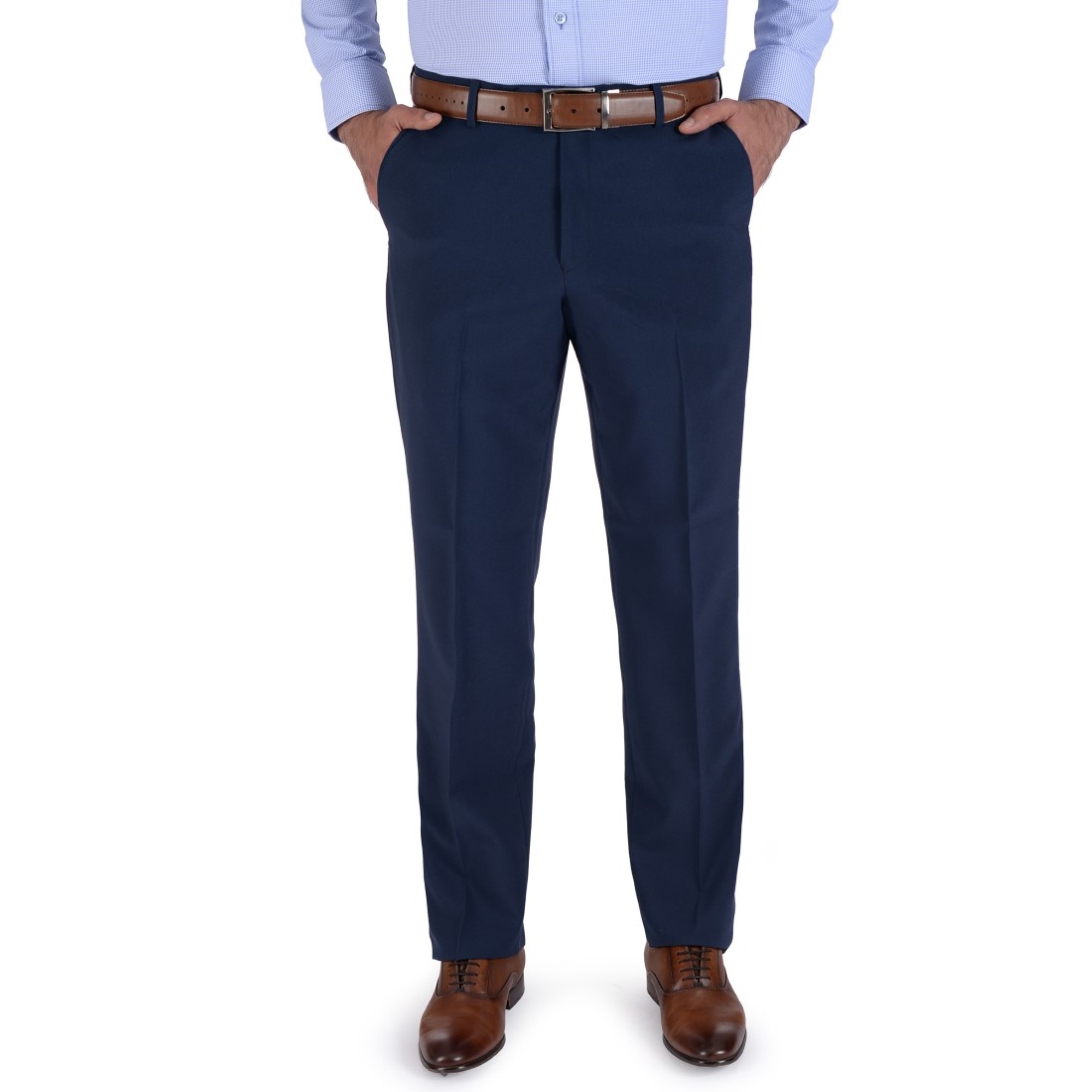 Foto 2 pulgar | Pantalón De Vestir Sin Pinzas Classic Fit 1268 Azul Zafiro