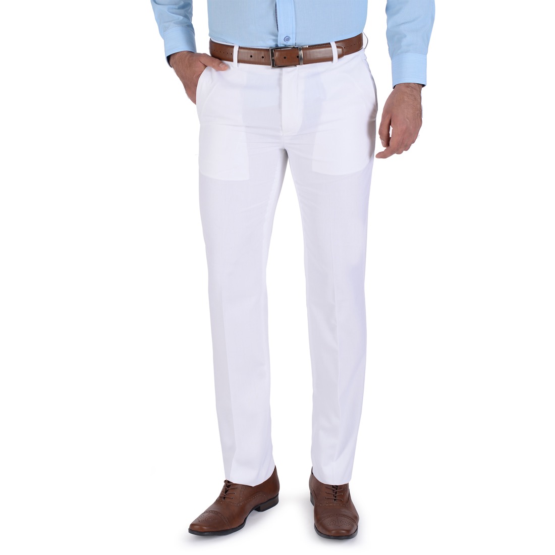 Foto 2 pulgar | Pantalón De Vestir Yale Collection Sin Pinzas Slim Fit 1768 Blanco
