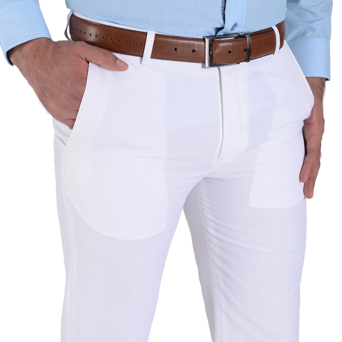 Foto 4 pulgar | Pantalón De Vestir Yale Collection Sin Pinzas Slim Fit 1768 Blanco