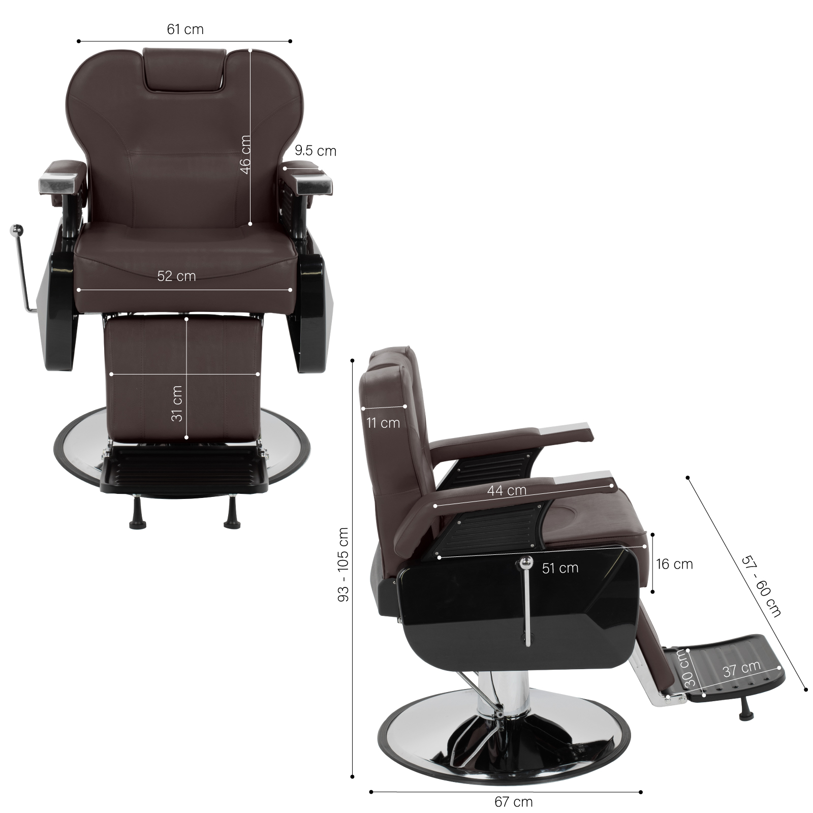 Foto 9 pulgar | Sillón de Barbero Onof Sbg-01ch color Marrón
