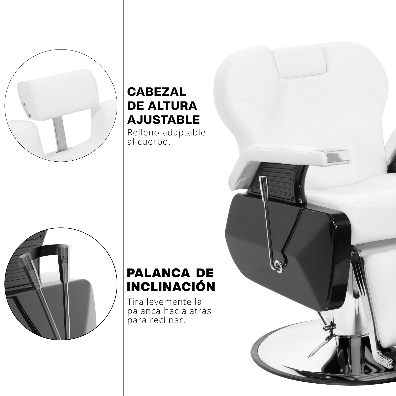 Foto 3 pulgar | Silla para Barberia Onof BC-001 color Blanco