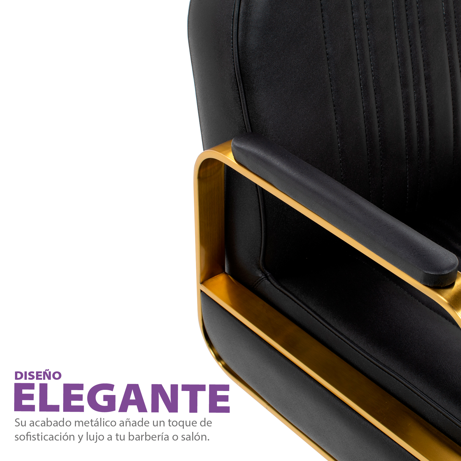 Foto 3 | Sillón Barber Onof Bilbao Cuadrada C/ Asiento Ajustable Y Giratoria Color Negro-dorado