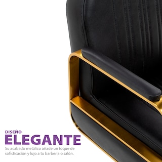 Foto 3 | Sillón Barber Onof Bilbao Cuadrada C/ Asiento Ajustable Y Giratoria Color Negro-dorado
