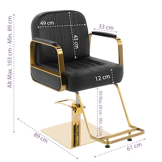 Foto 4 | Sillón Barber Onof Bilbao Cuadrada C/ Asiento Ajustable Y Giratoria Color Negro-dorado
