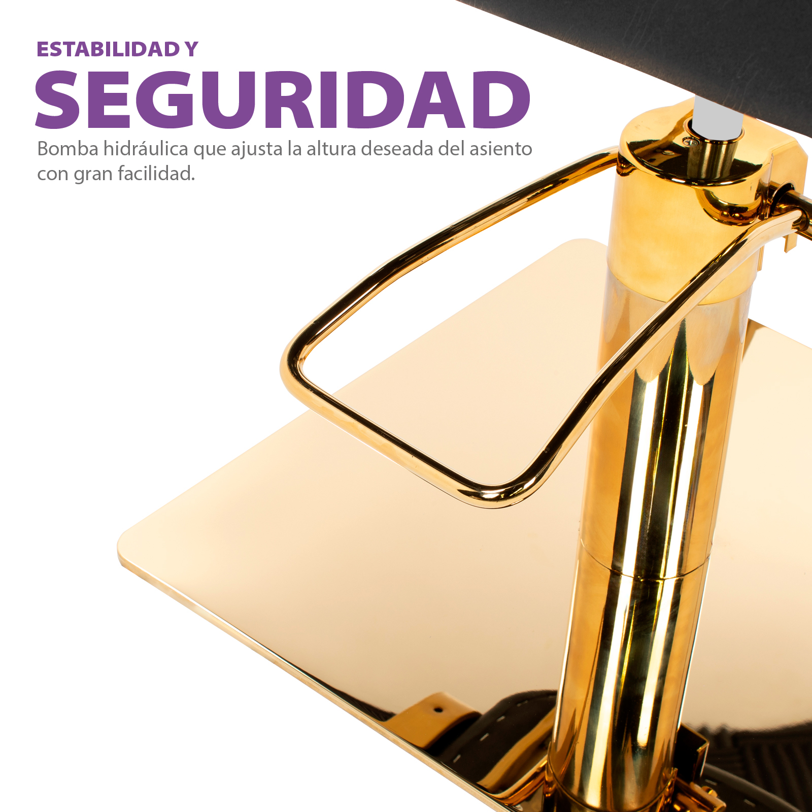 Foto 5 | Sillón Barber Onof Bilbao Cuadrada C/ Asiento Ajustable Y Giratoria Color Negro-dorado