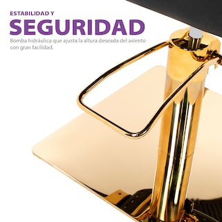 Foto 5 | Sillón Barber Onof Bilbao Cuadrada C/ Asiento Ajustable Y Giratoria Color Negro-dorado