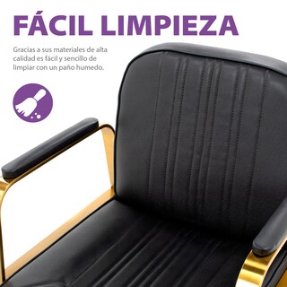Foto 7 | Sillón Barber Onof Bilbao Cuadrada C/ Asiento Ajustable Y Giratoria Color Negro-dorado