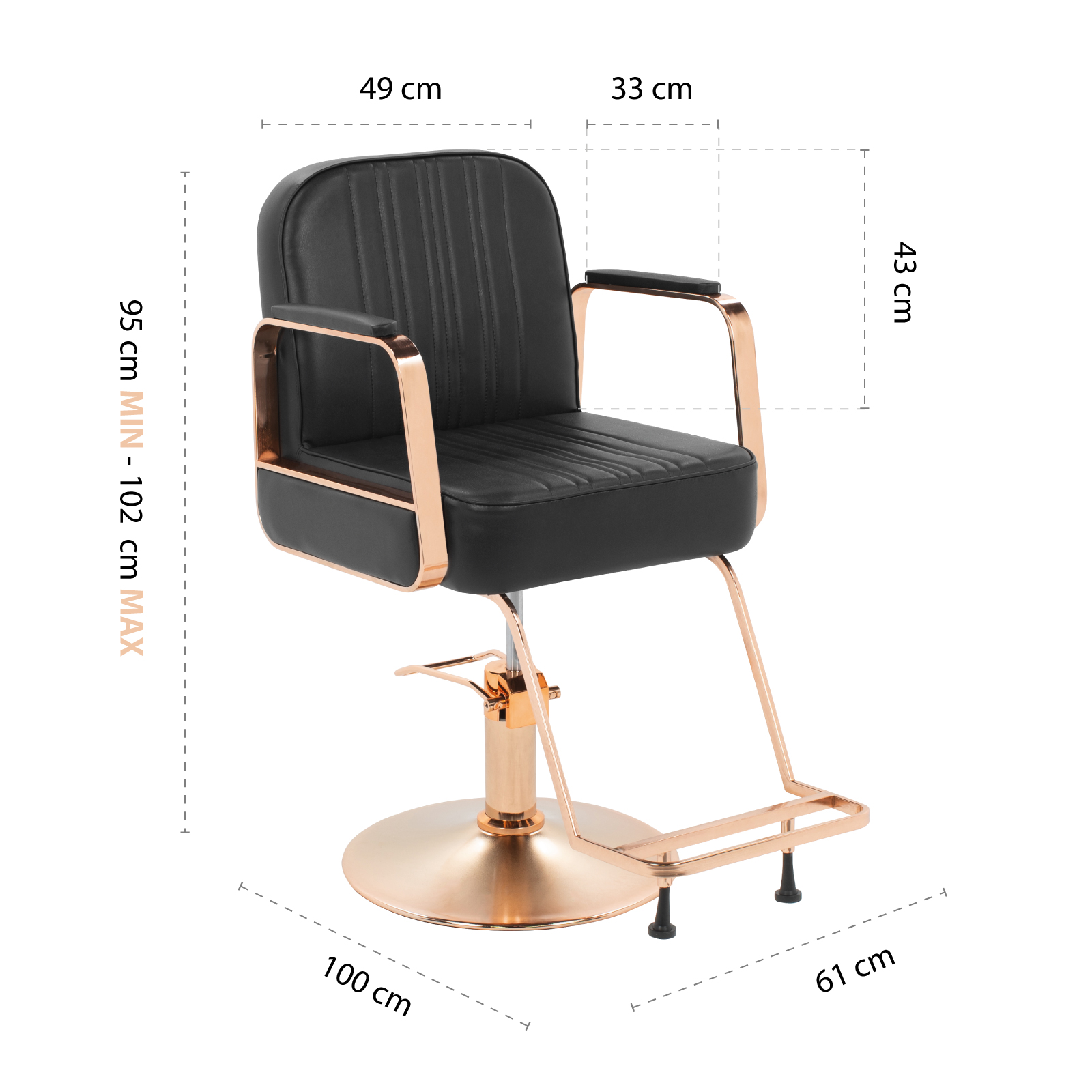 Foto 3 pulgar | Silla para Barberia Onof Madrid C/ Asiento Giratorio a 360° y Altura Ajustable color Cobre