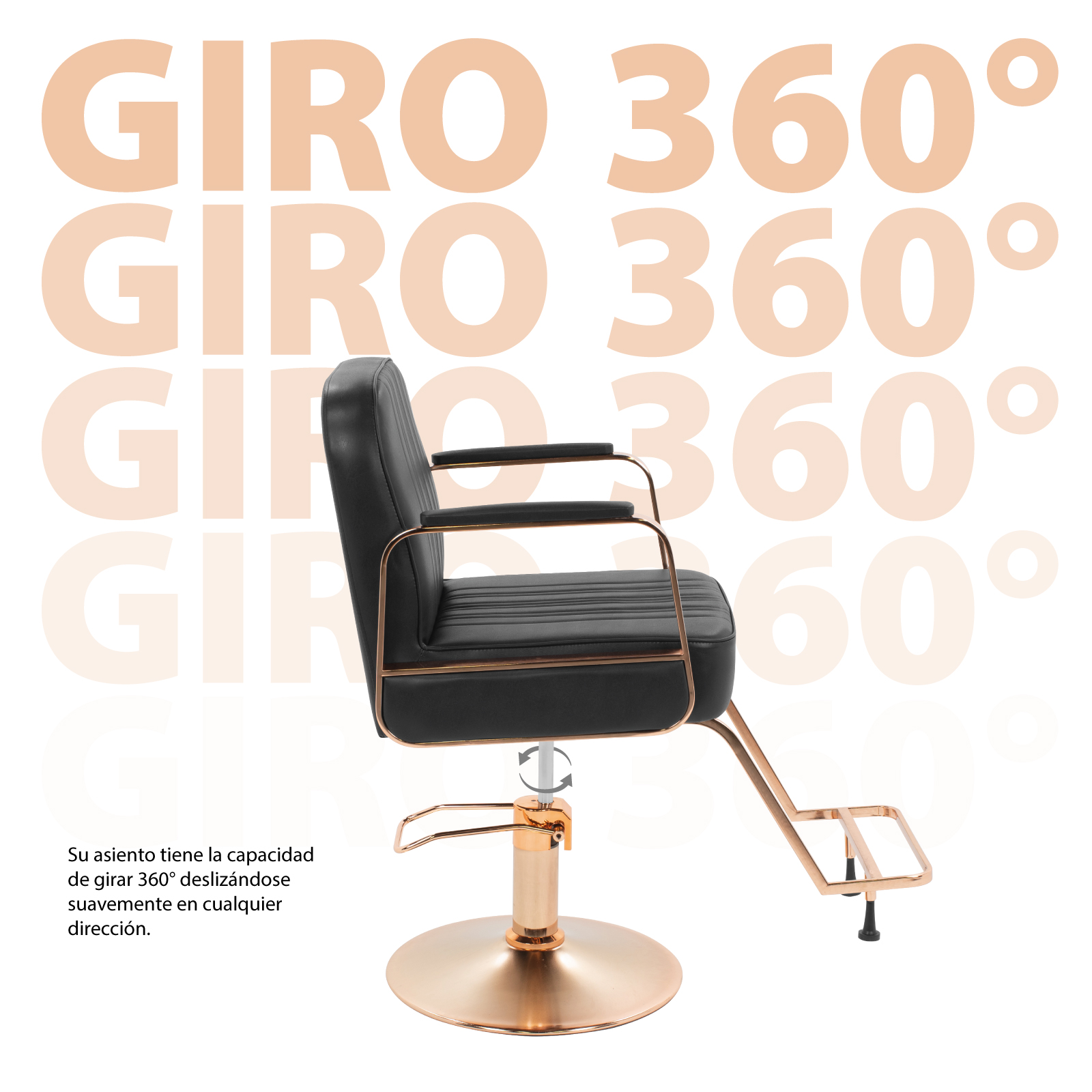 Foto 4 pulgar | Silla para Barberia Onof Madrid C/ Asiento Giratorio a 360° y Altura Ajustable color Cobre