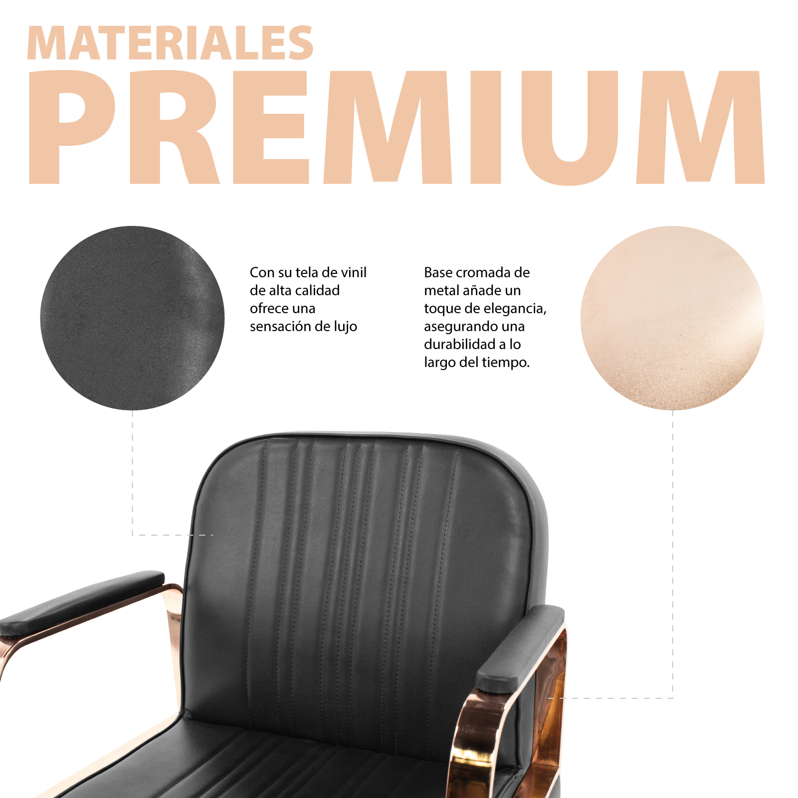 Foto 5 pulgar | Silla para Barberia Onof Madrid C/ Asiento Giratorio a 360° y Altura Ajustable color Cobre