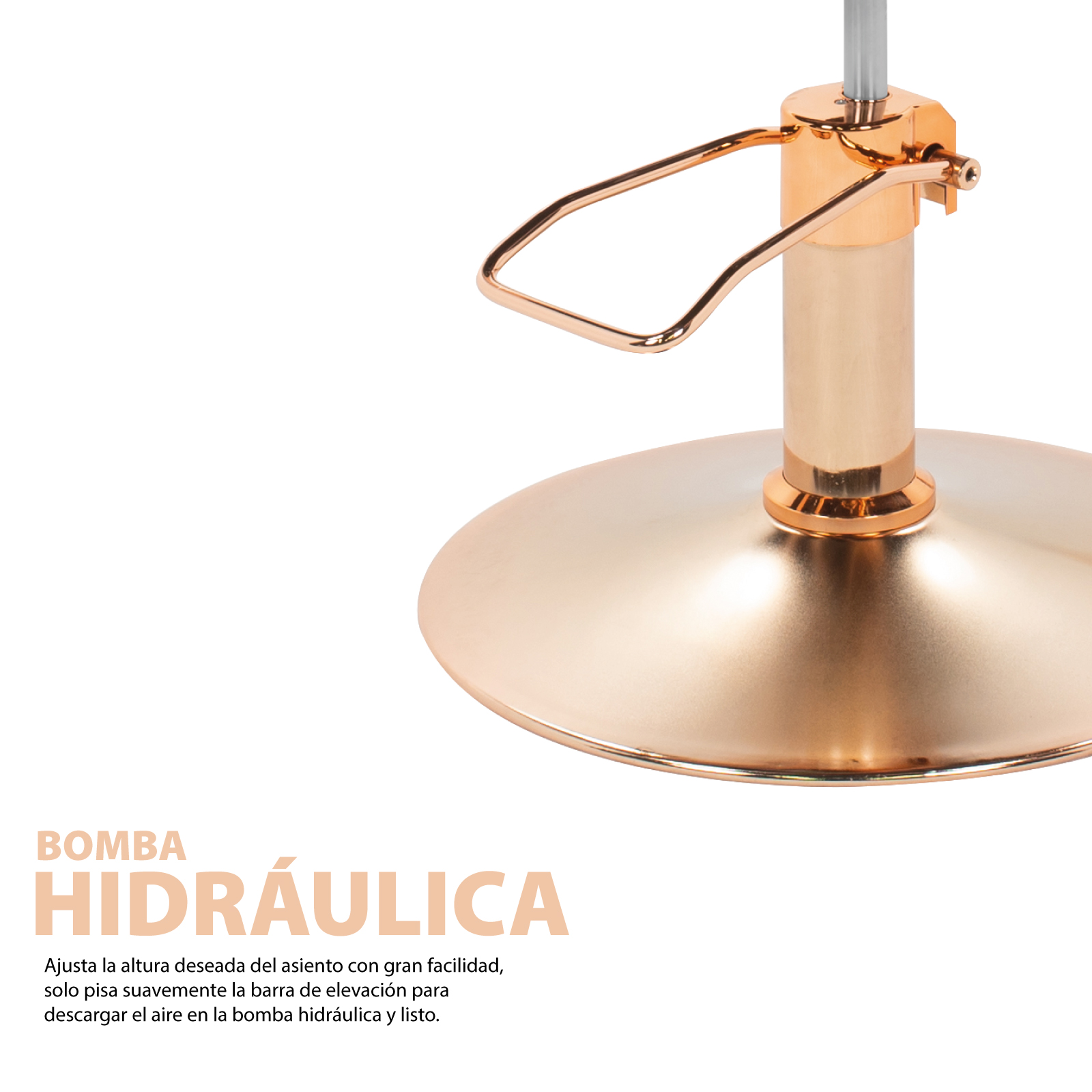 Foto 6 pulgar | Silla para Barberia Onof Madrid C/ Asiento Giratorio a 360° y Altura Ajustable color Cobre