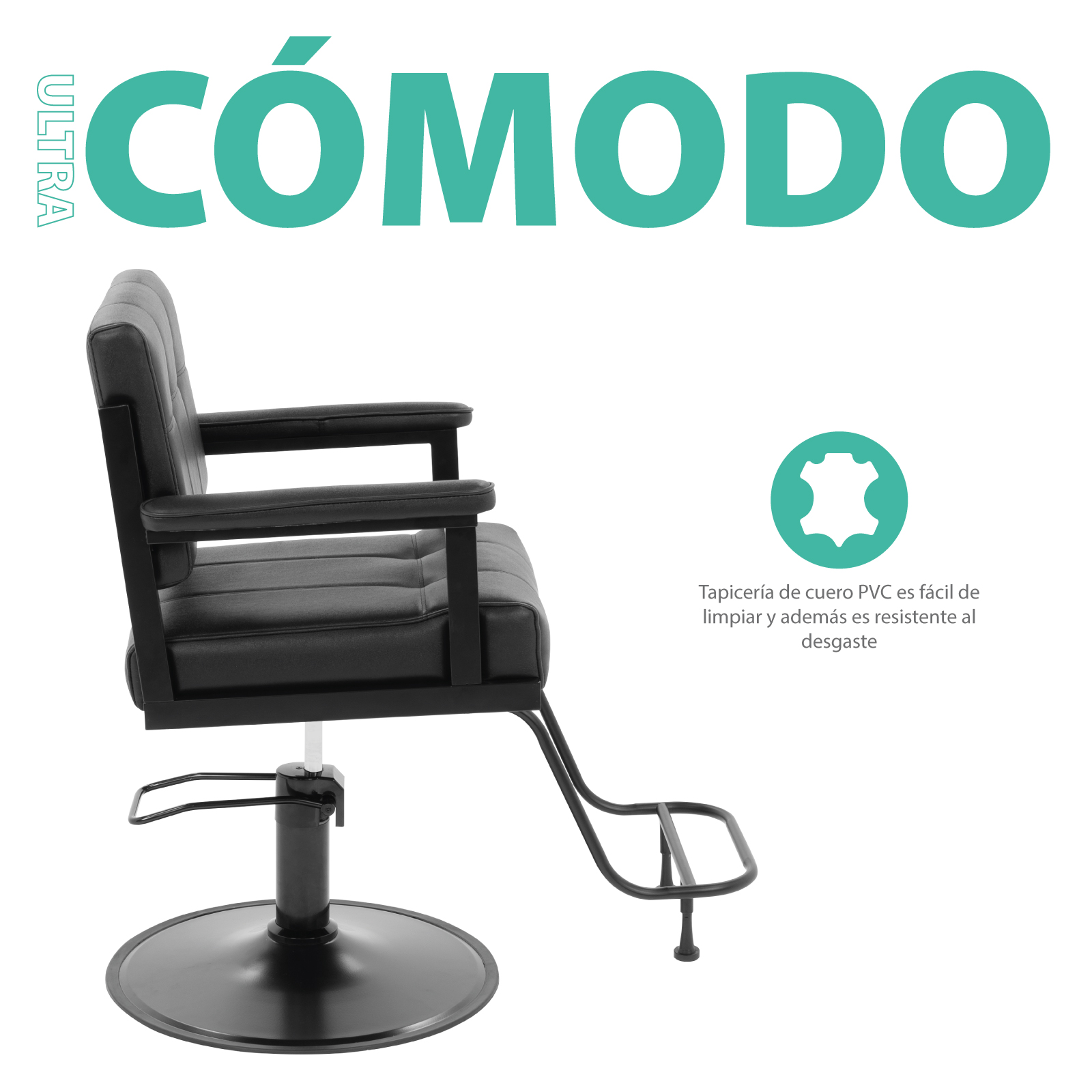 Foto 4 pulgar | Silla para Barberia Altura Ajustable color Negro