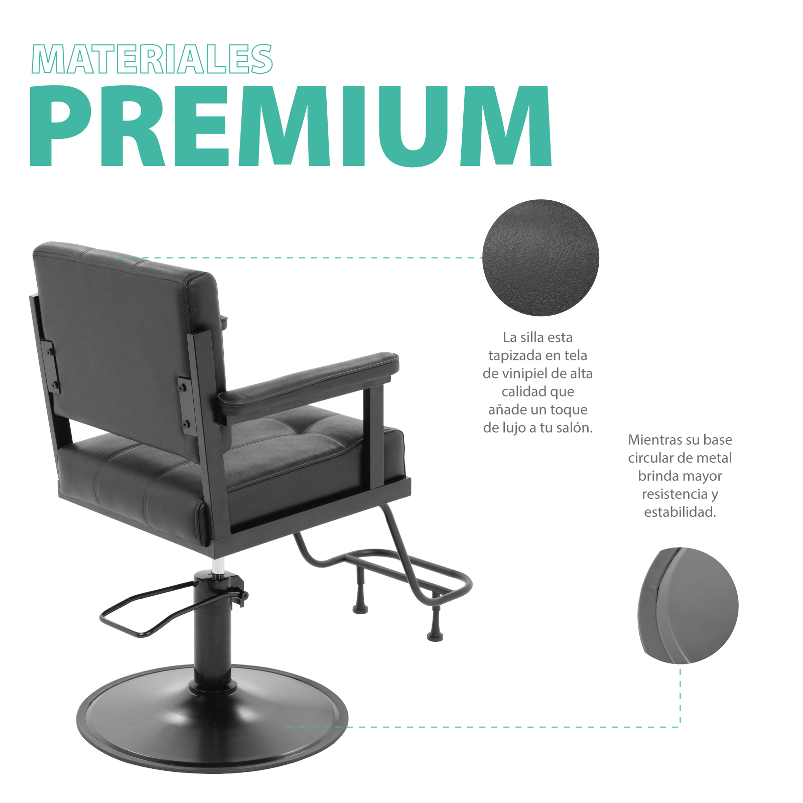 Foto 5 pulgar | Silla para Barberia Altura Ajustable color Negro