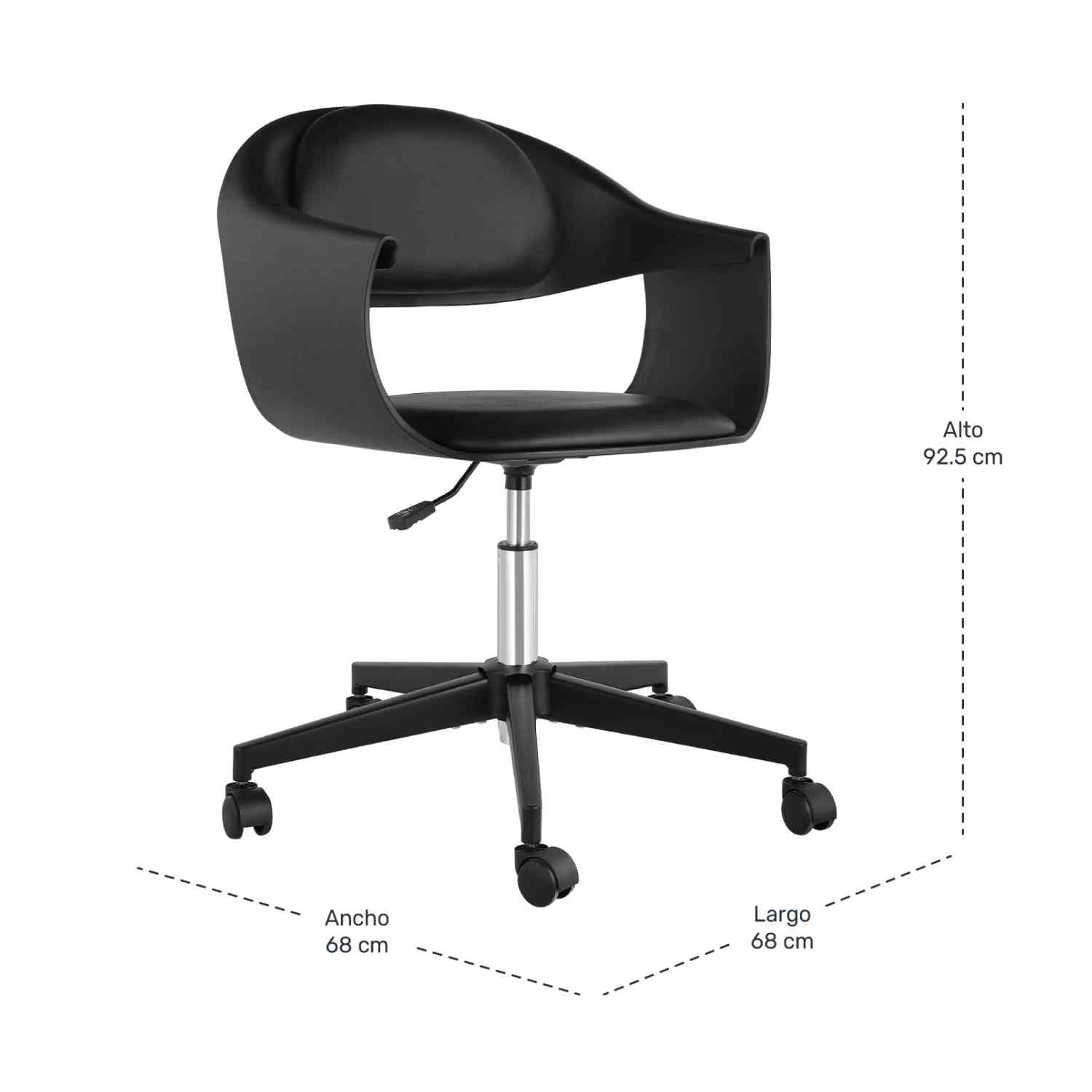 Foto 9 pulgar | Silla Giratoria para Estética 5 Llantas Negra
