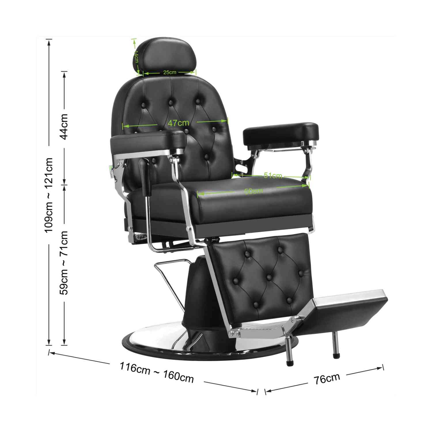 Foto 6 pulgar | Sillón Neumática para Barberia Respaldo Ajustable Negro