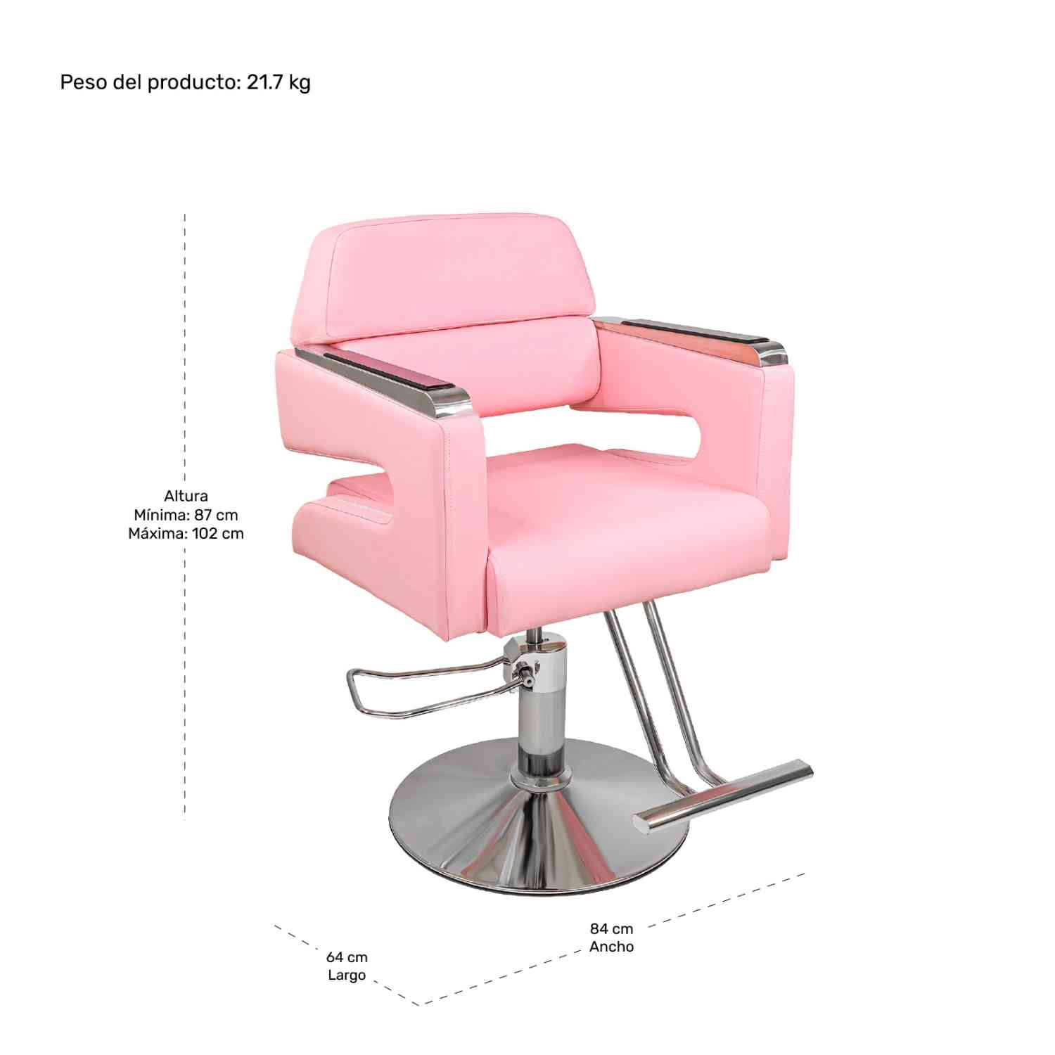 Foto 9 pulgar | Silla de Barbero Nanofort color Rosa Ajustable