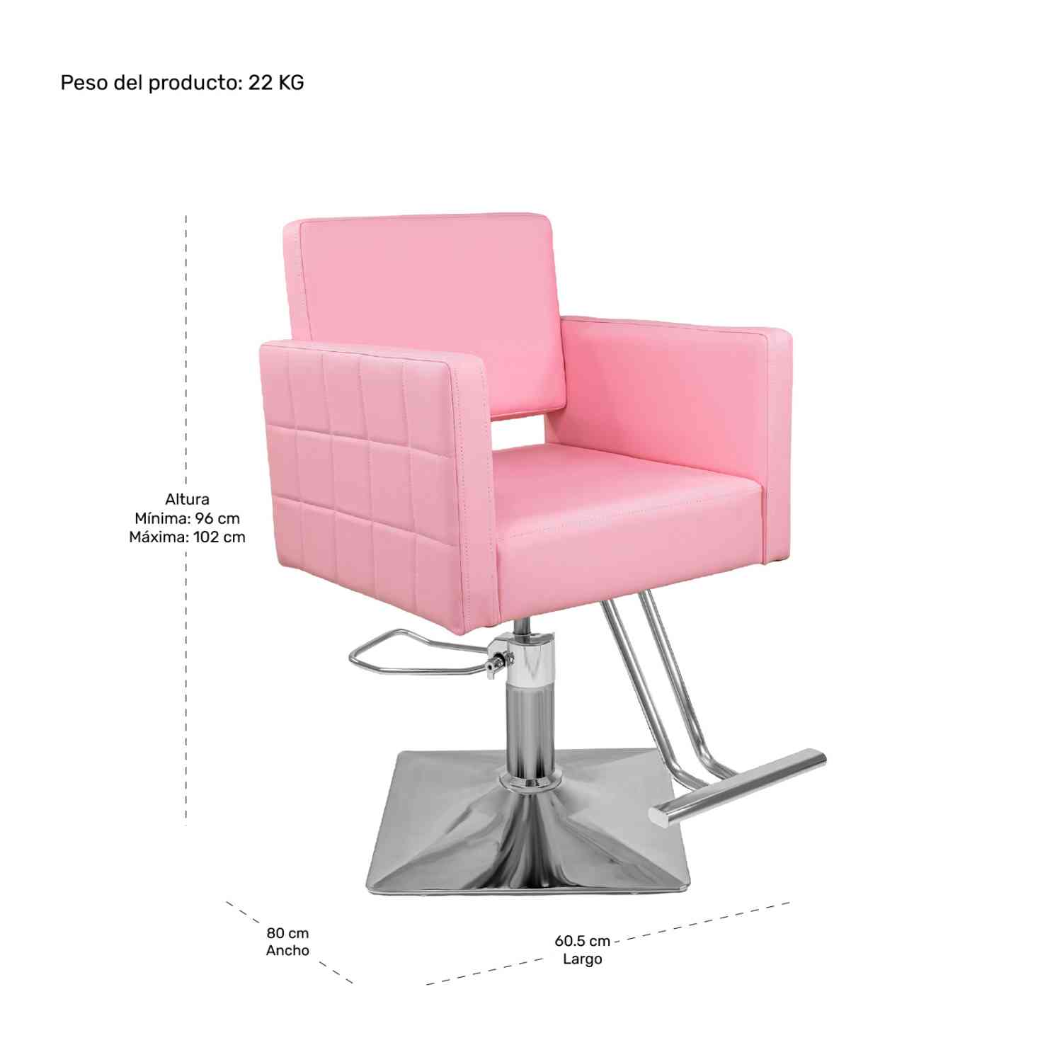 Foto 7 pulgar | Silla de Barbero Nanofort color Rosa Ajustable