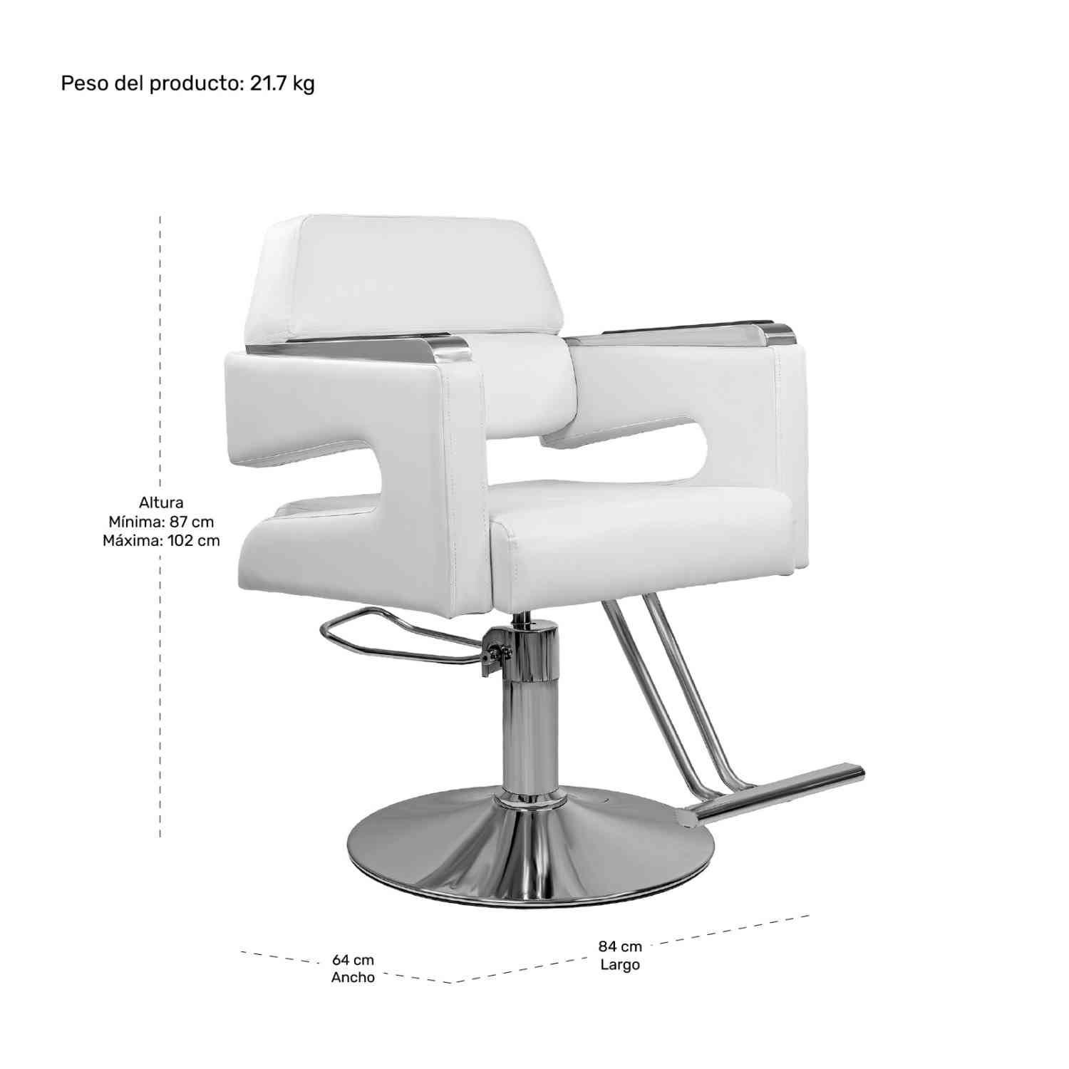 Foto 8 pulgar | Silla Hidráulica para Estática Nanofort Blanca