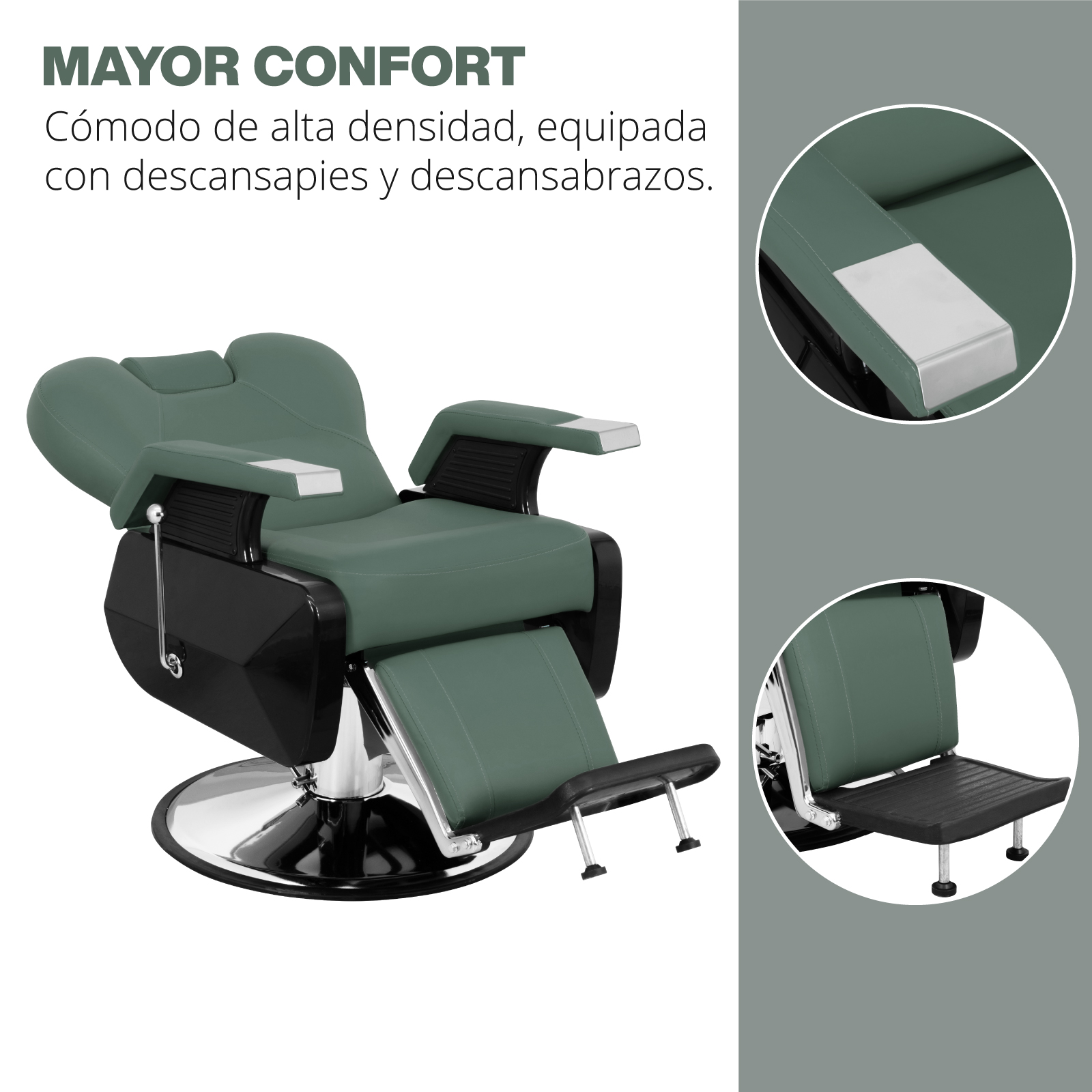 Foto 6 pulgar | Sillón De Barbero Onof Sbg-01 Color Verde Olivo