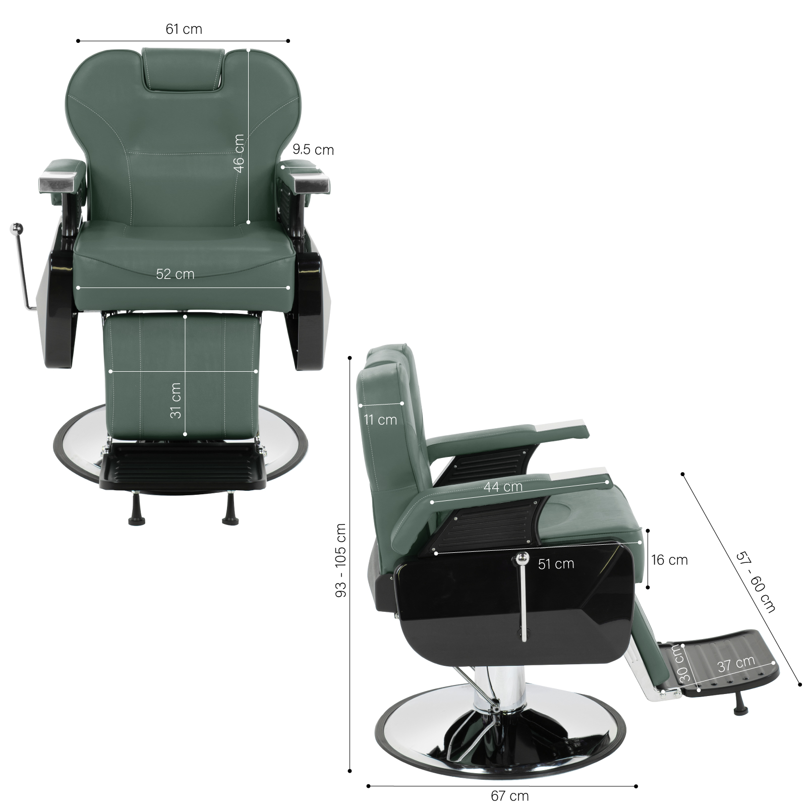 Foto 9 pulgar | Sillón De Barbero Onof Sbg-01 Color Verde Olivo