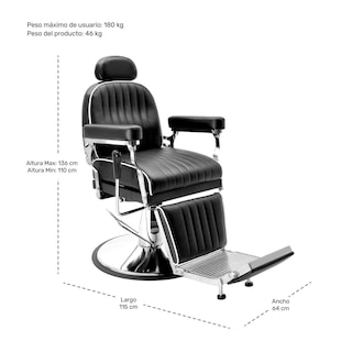 Foto 6 | Sillón de Barberia Estética Respaldo Ajustable Neumática