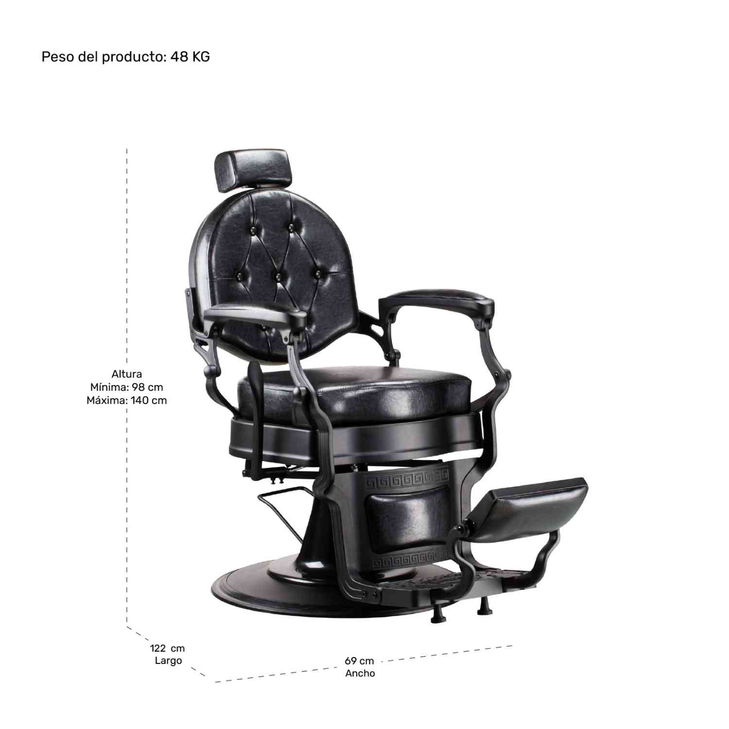 Foto 6 pulgar | Sillón para Barbería Nanofort Gótico Premium Barberia Lujo Robusto Peluquería Class Negro