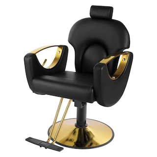 Foto 1 | Sillón de Barbería Nanofort Premium Salón Spa Estética Neumática Ajustable Gold Negra