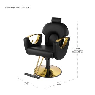 Foto 8 | Sillón de Barbería Nanofort Premium Salón Spa Estética Neumática Ajustable Gold Negra