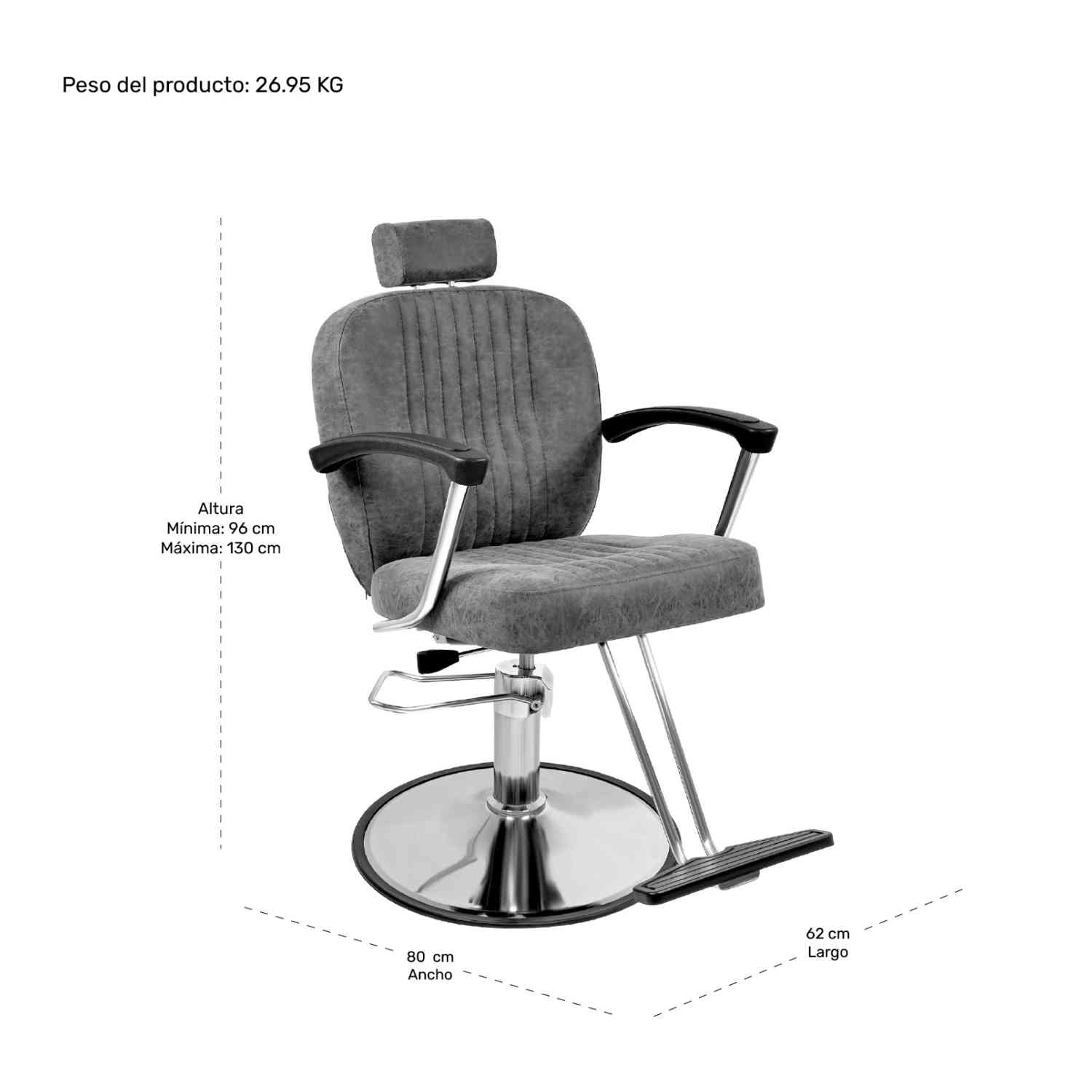 Foto 6 pulgar | Silla de Barbero Nanofort Gris