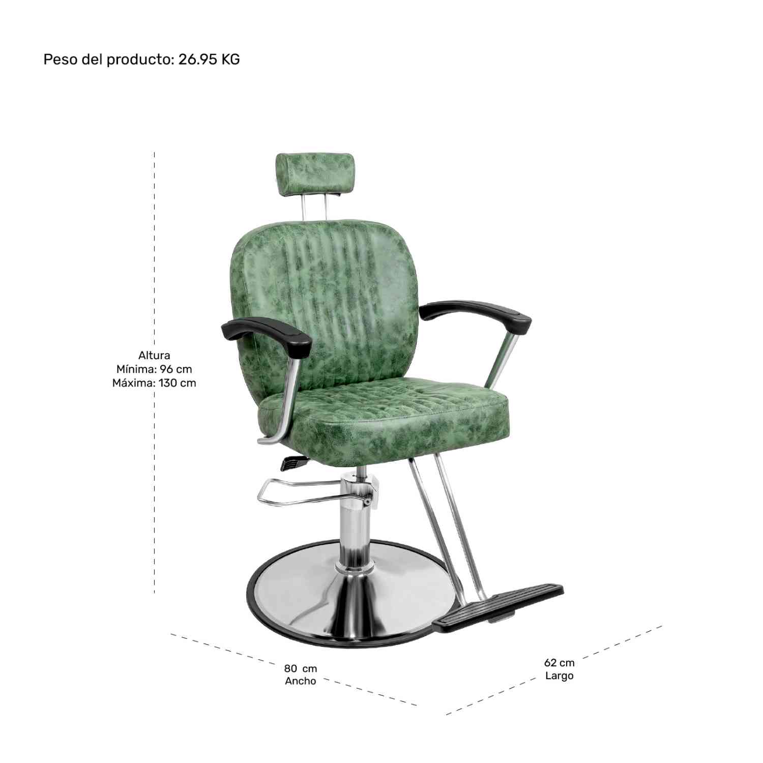 Foto 6 pulgar | Silla de Barbero Nanofort Verde