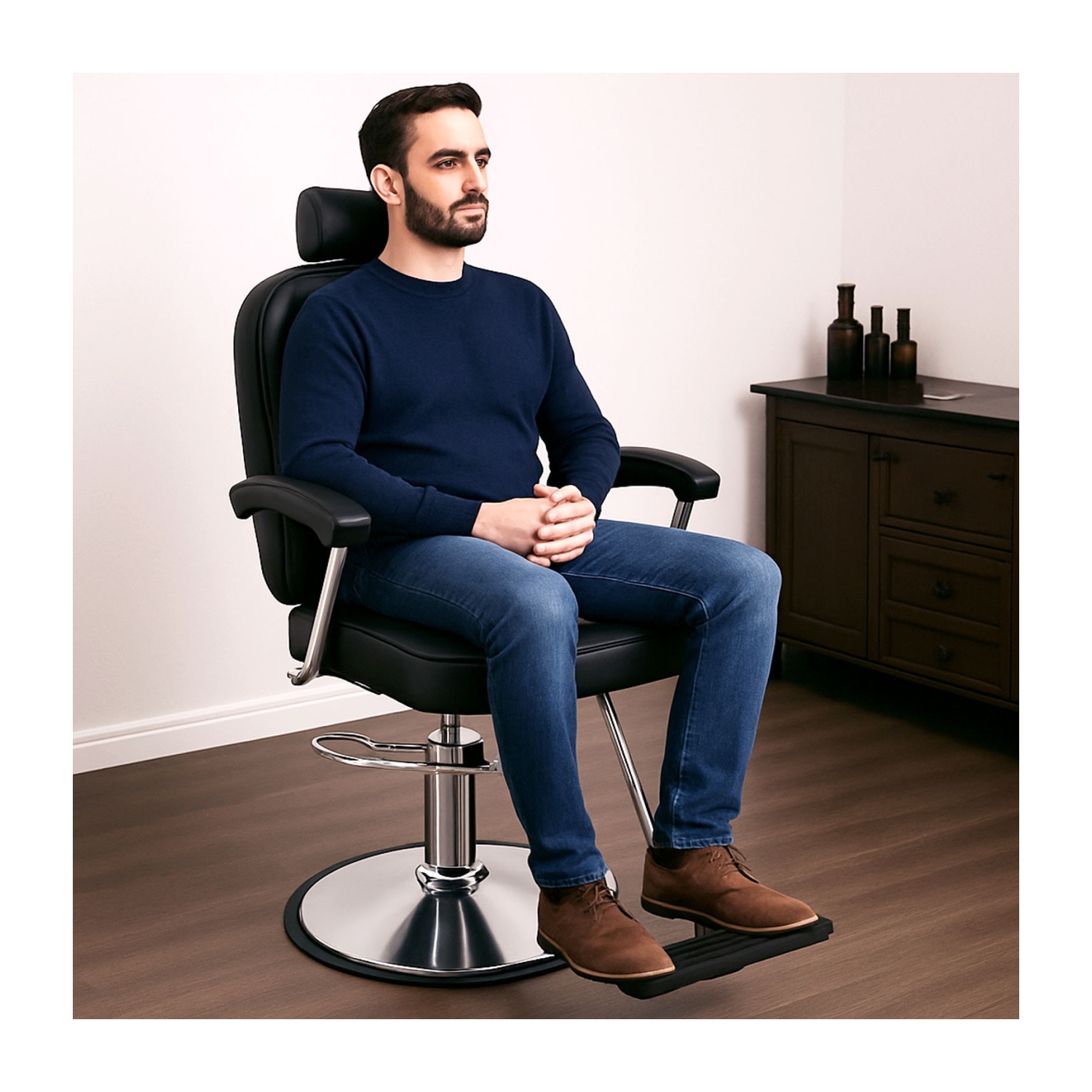 Foto 7 pulgar | Sillón para Barberia Nanofort Clasica 360° Negra