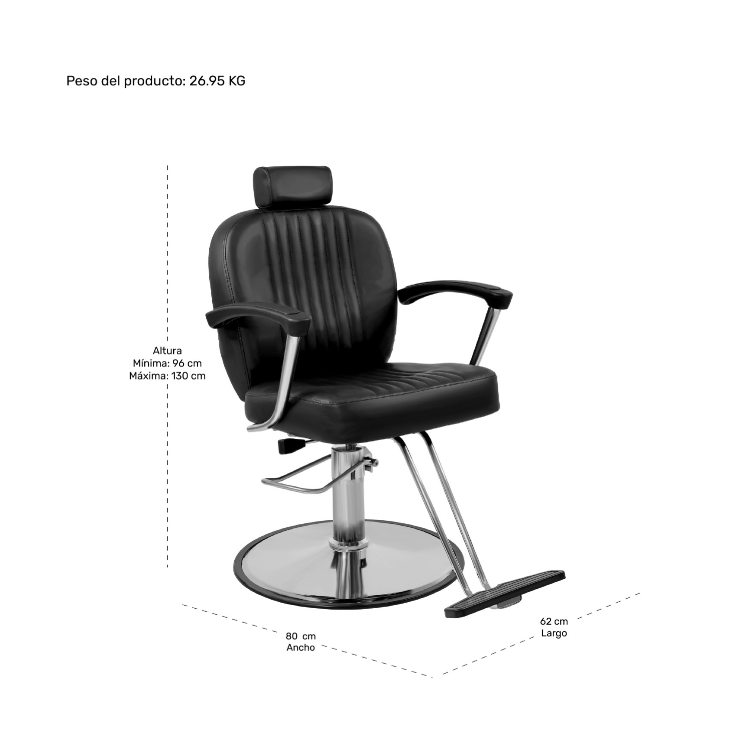 Foto 8 | Sillón para Barberia Nanofort Clasica 360° Negra