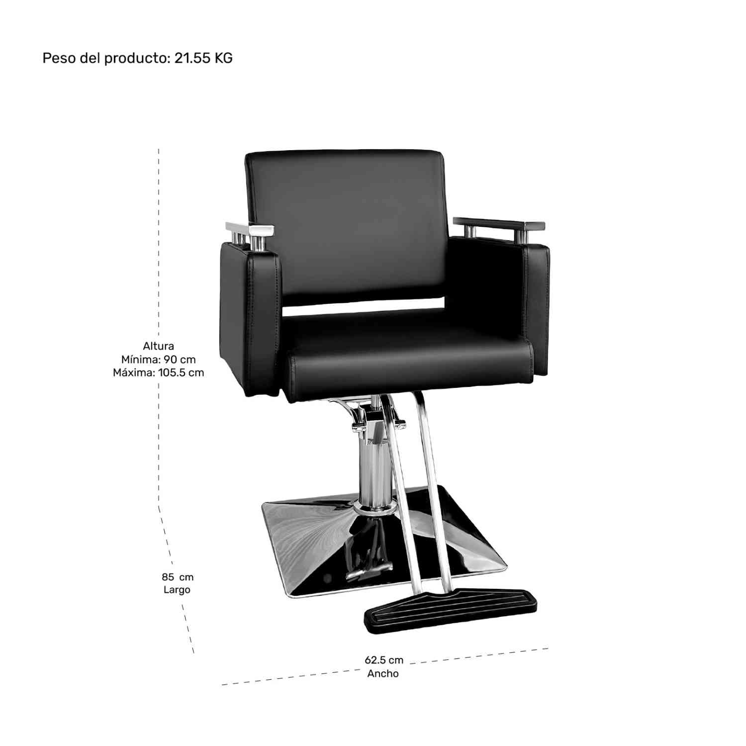 Foto 5 | Silla de Barbero Nanofort Negra