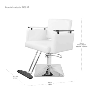 Foto 5 | Sillón para Barberia Nanofort Cuadrada 360° Blanca