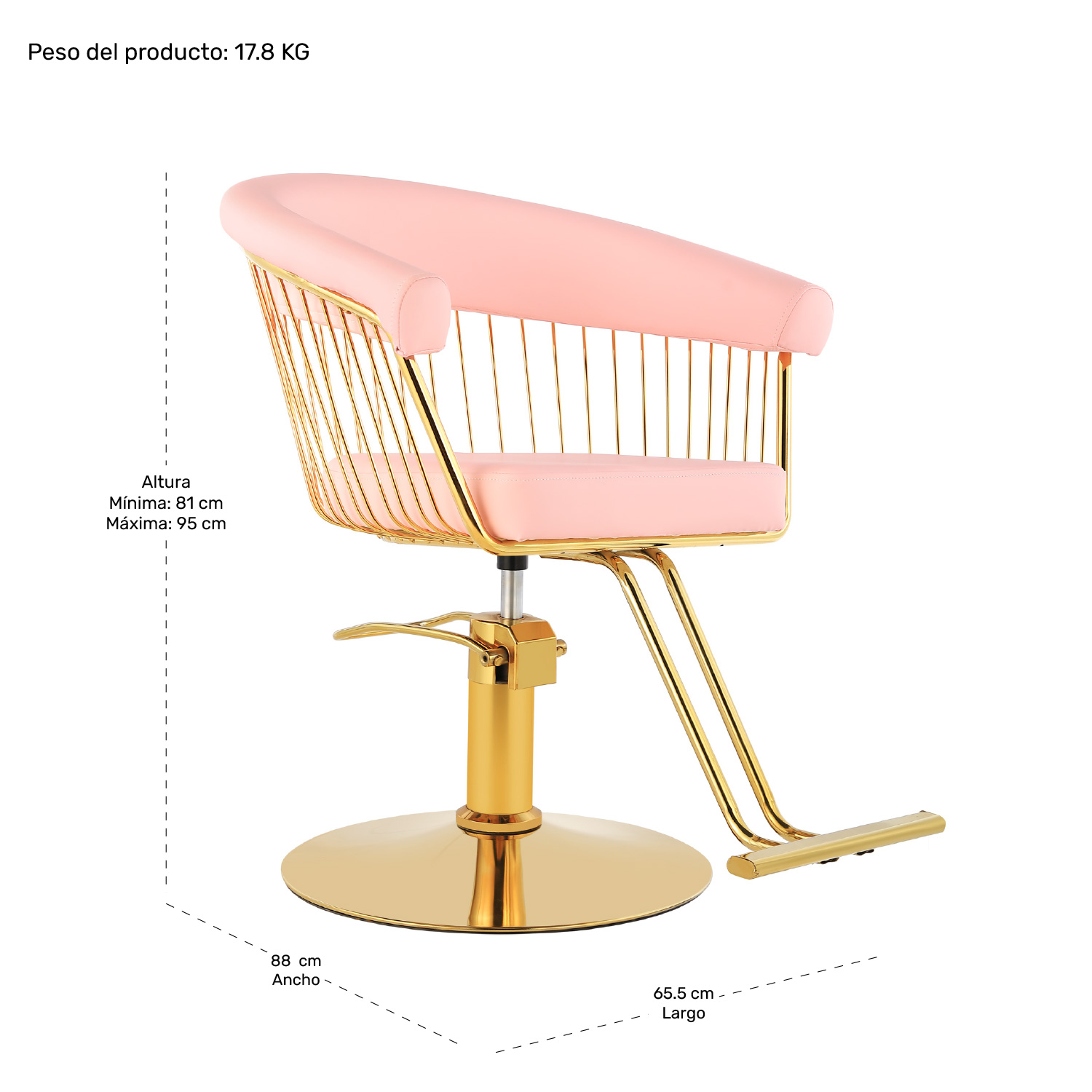 Foto 8 | Silla de Barbero Nanofort Rosa