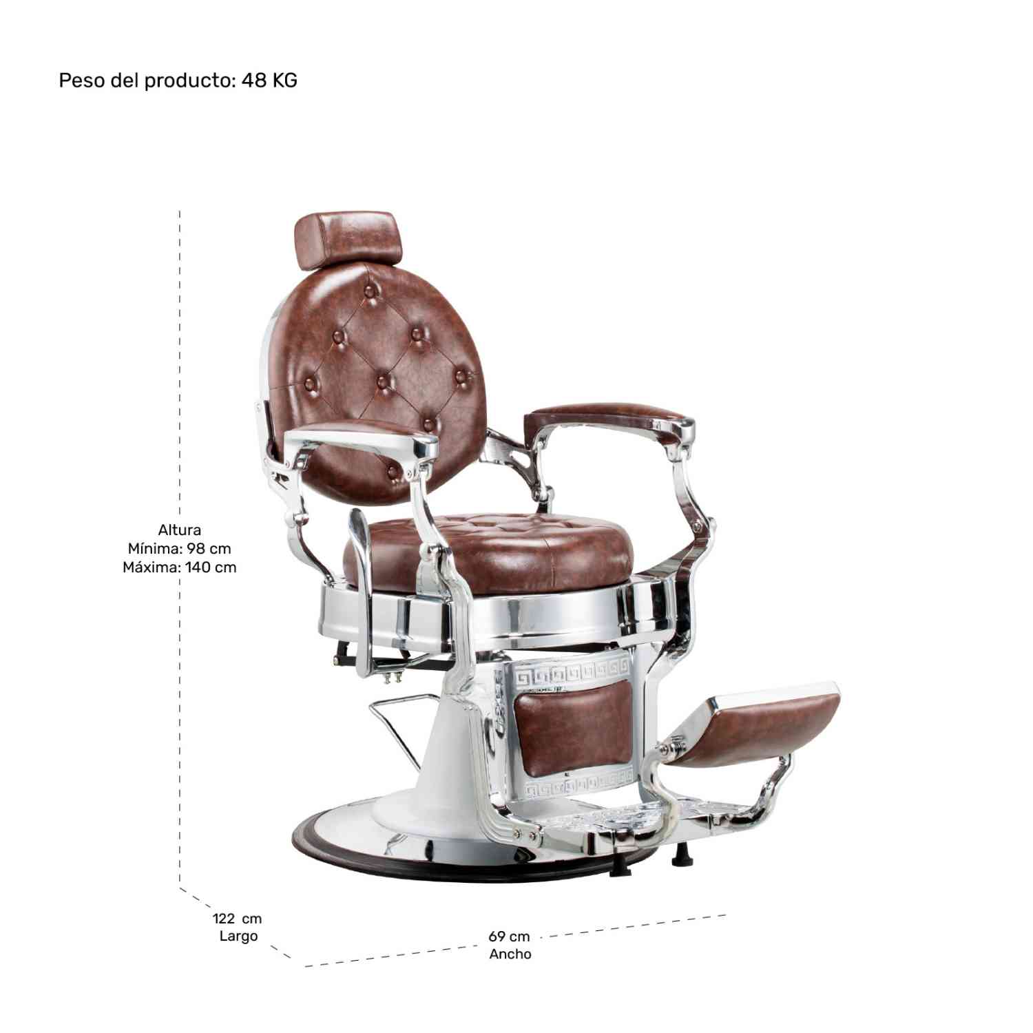 Foto 5 | Sillón para Barbería Nanofort Gótico Premium Barberia Lujo Robusto Peluquería Class Café