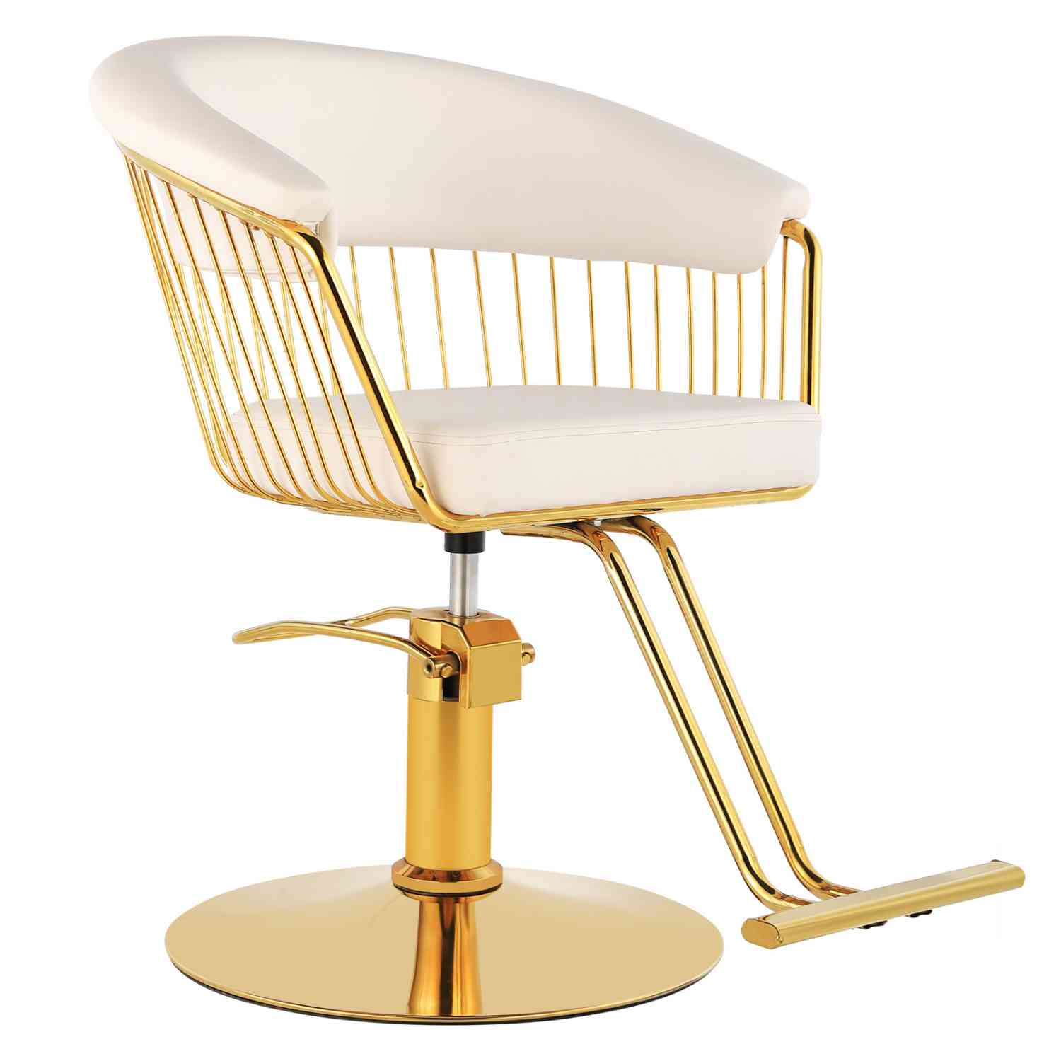 Foto 2 pulgar | Silla Gold Circular para Estética Altura Ajustable Giro 360° Blanca