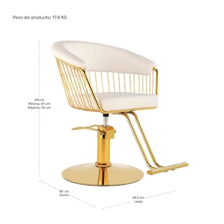 Foto 8 | Silla Gold Circular para Estética Altura Ajustable Giro 360° Blanca