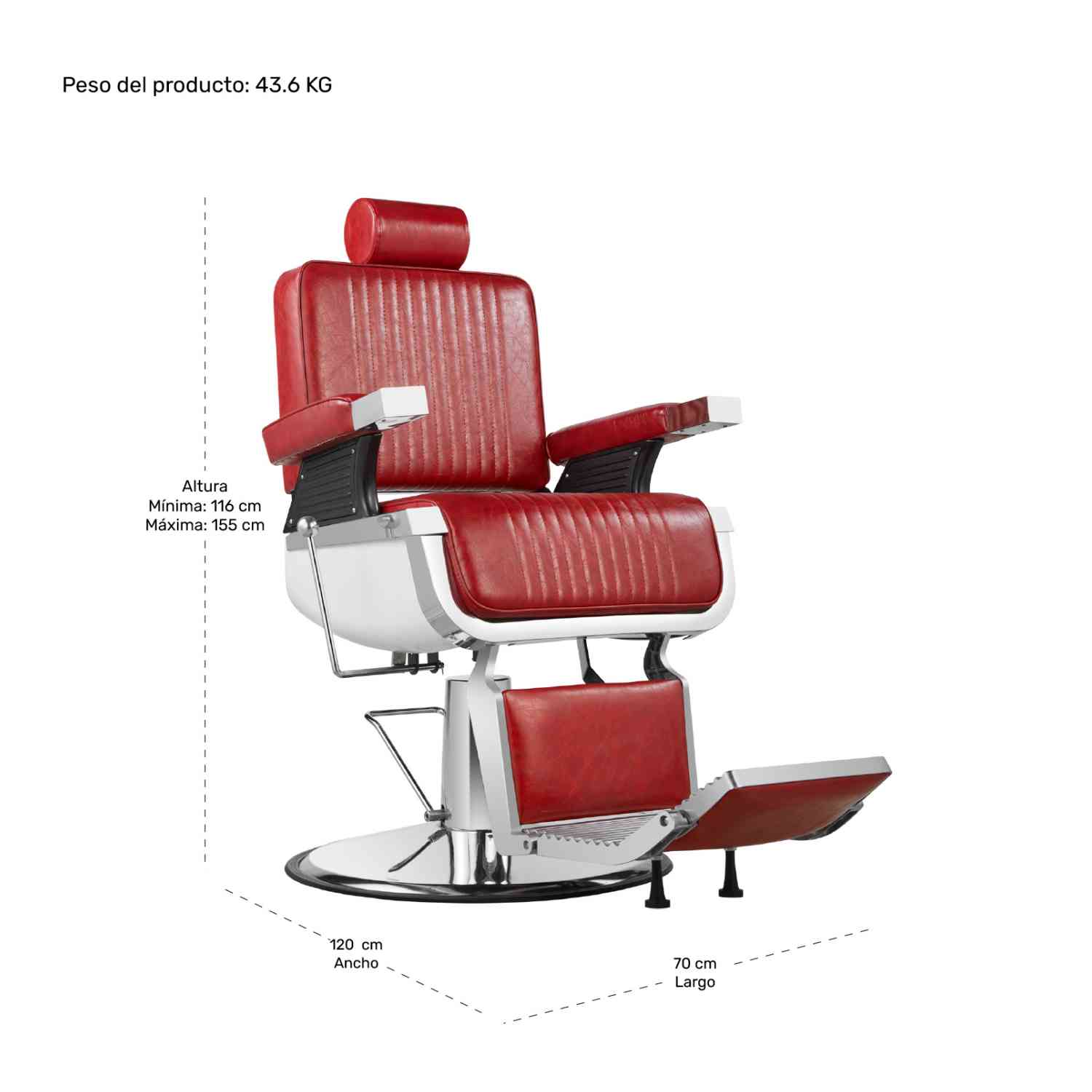 Foto 8 | Silla de Barbero Nanofort Tinto