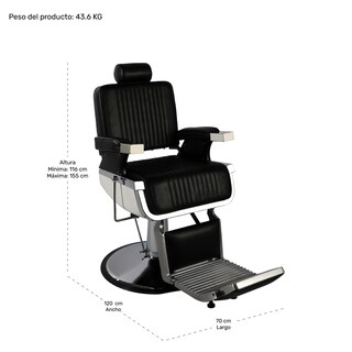 Foto 8 | Sillón Barberia Silla Reclinable Premium Giro 360° Neumática Negro