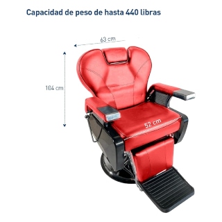 Foto 3 pulgar | Sillón De Barbero Bluelander Color Rojo Lujo Europeo En Cuero Sintético, Base Cromada Y Ajuste De Altura
