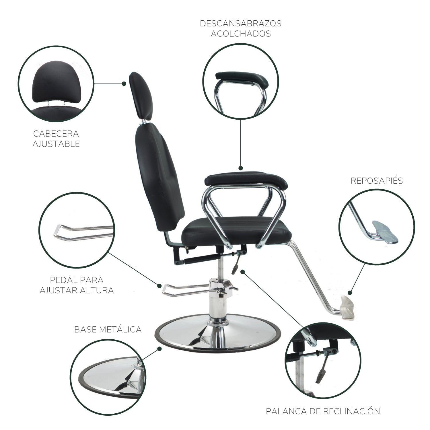 Foto 5 pulgar | Silla de Barbero Top Living Negra