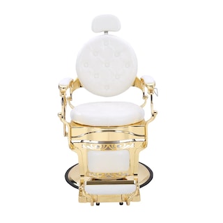 Foto 2 | Sillon Barberia Clasico Vintage Reforzado Uso Rudo Dorado Color Blanco Forma De La Base Redonda Tipo De Respaldo Recl