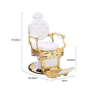 Foto 4 | Sillon Barberia Clasico Vintage Reforzado Uso Rudo Dorado Color Blanco Forma De La Base Redonda Tipo De Respaldo Recl