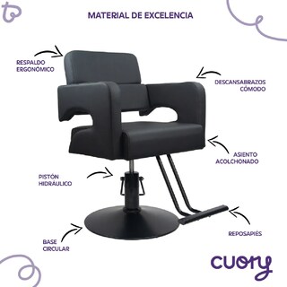 Foto 3 | Silla Barbería Estética Hidráulica Altura Ajustable Negro