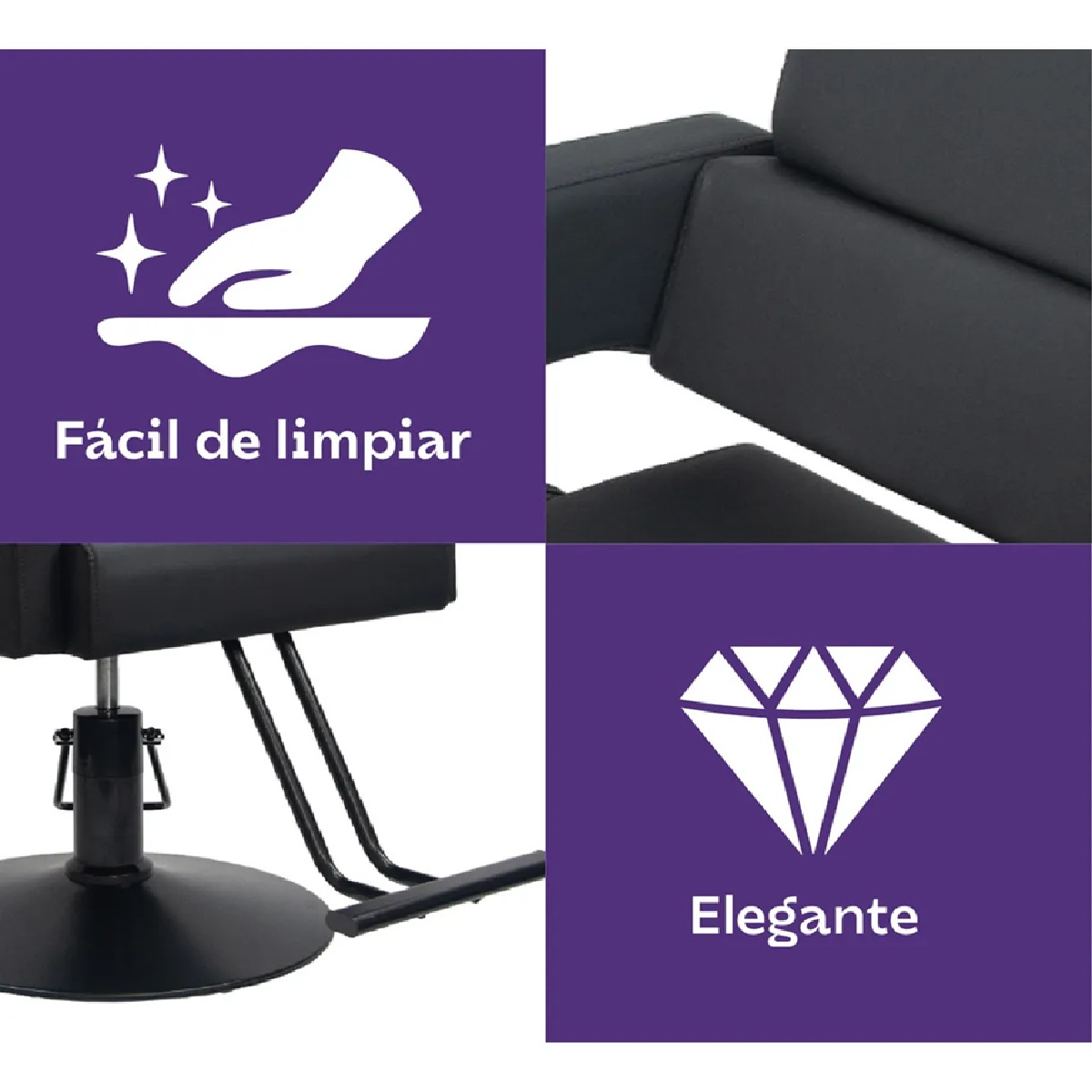 Foto 5 pulgar | Silla Barbería Estética Hidráulica Altura Ajustable Negro